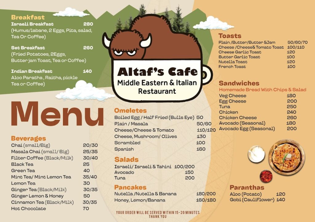 Altaf Menu Page 1